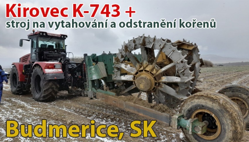 K-743+stroj na odstr. kořenů-Budmerice, SK