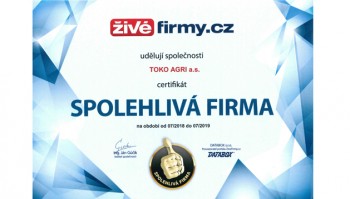 TOKO AGRI a.s. - spolehlivá firma 2018/2019 TOKO AGRI a.s. - spolehlivá firma 2018/2019